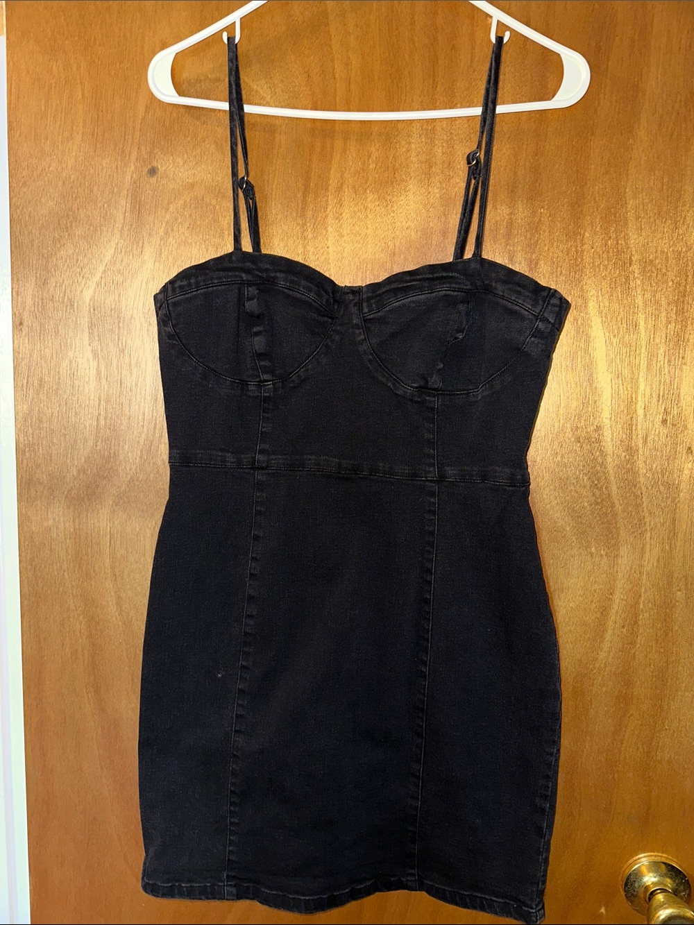 Forever 21 Black Denim Bustier Bodycon Mini Dress